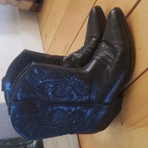 Black ankle cowboy boots